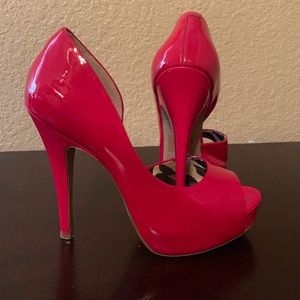 Red patent heels